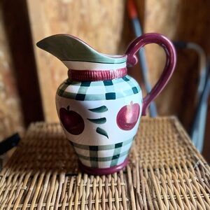 Hand-Painted Ceramic Pitcher with Apple Design